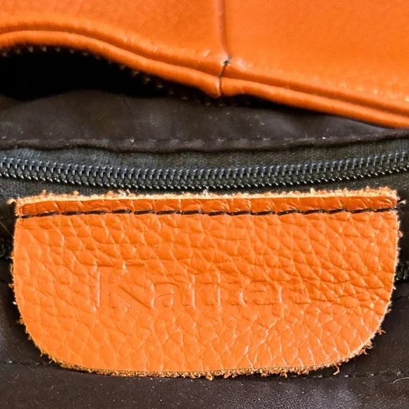 Kattee Cognac Brown Pebbled Leather Hobo Shoulder Bag Fringe Tassel Gold Accent - Picture 6 of 15